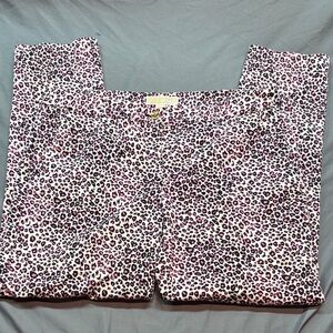 Michael Kors Pink & Black Leopard Print Ankle Pants